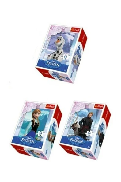 Trefl Disney Lisanslı Frozen Mini Puzzle Set 3 adet 54 Parça Puzzle Anna Olaf Kristoff