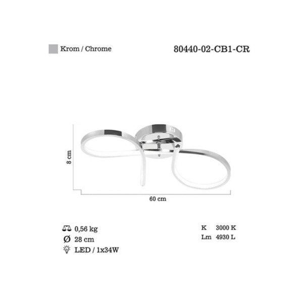 Lucea ORNES LEDLI KROM BUYUK BOY PLAFONYER 34W 3000K - 3