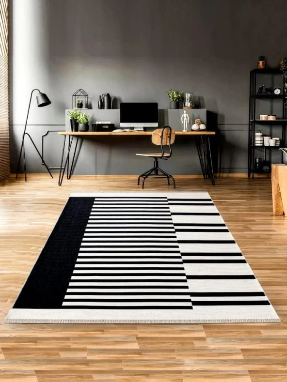 HOME Çift Taraflı Makinada Yıkanabilir Modern Desenli Dokuma Kilim Karessa 2 (60x180)