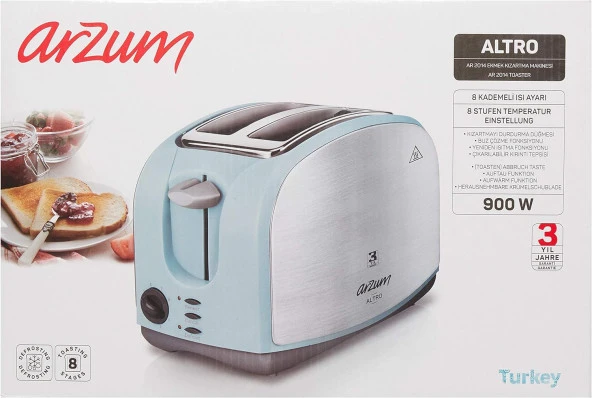 AR2014 Ekmek Kızartma Makinesi, 19 x 15 x 28 cm, 2 Dilim Ekmek Kapasiteli, Siyah