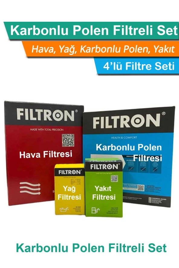 VW Jetta 1.9 TDI Dizel Mann Filtron Filtre Bakım Seti 2006-2010 Hava+Yağ+Yakıt+Karbonlu Polen ürün görseli 1