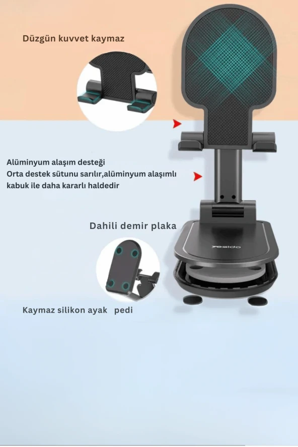 C855 Izgara Klipsli 360 ° 3.5 inç-6 inç Cihazla Uyumlu Telefon Tutucu - Resim 2