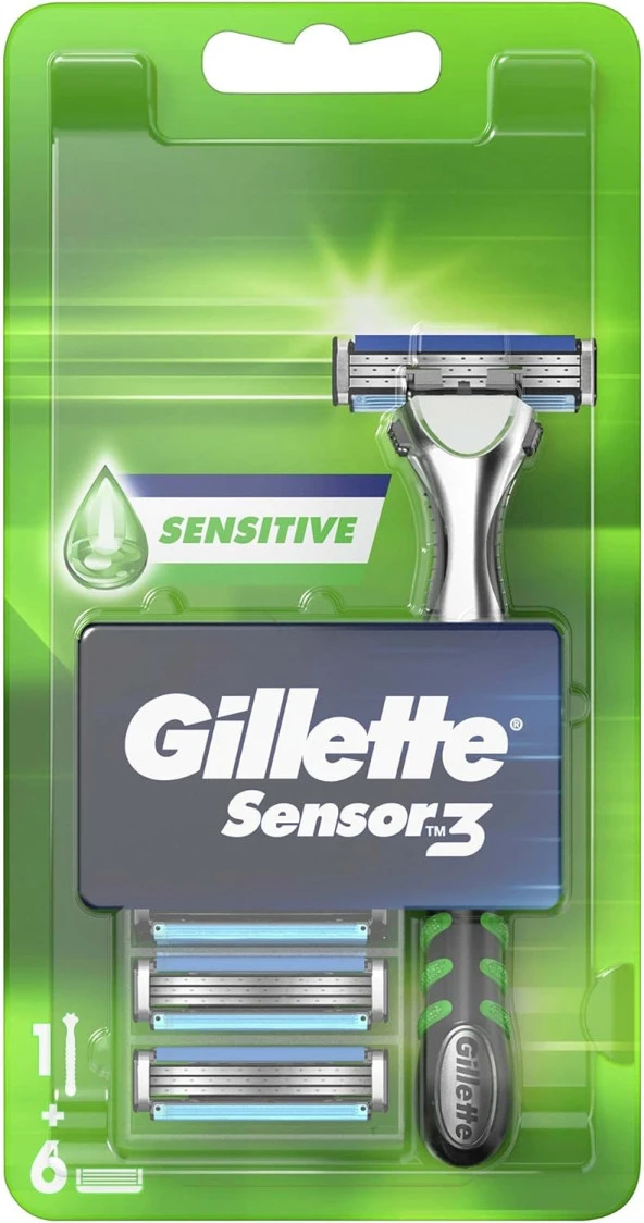 Sensor 3 Sensitive Erkek Tıraş Makinesi + 6 Yedek Tıraş Bıçağı