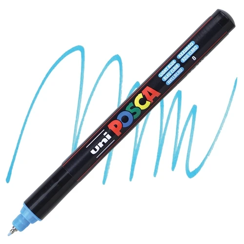 Uniball Posca 0.7mm Fine Poster Markörü Açık Mavi (8) / PC1MR