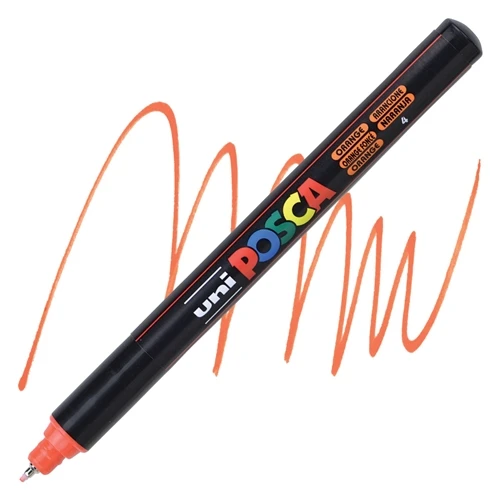 Uniball Posca 0.7mm Fine Poster Markörü Turuncu (4) / PC1MR