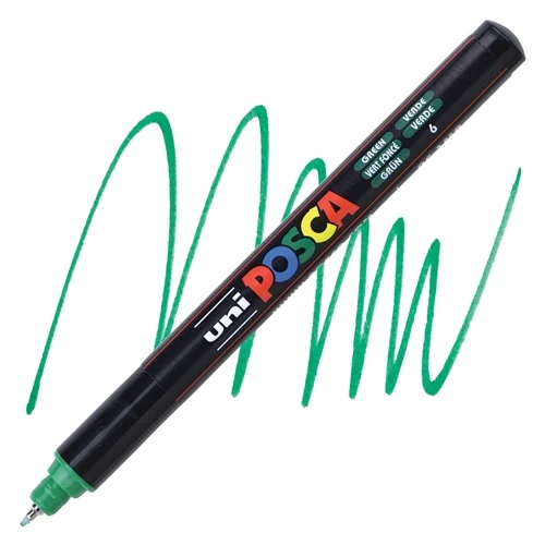 Uniball Posca 0.7mm Fine Poster Markörü Yeşil (6) / PC1MR