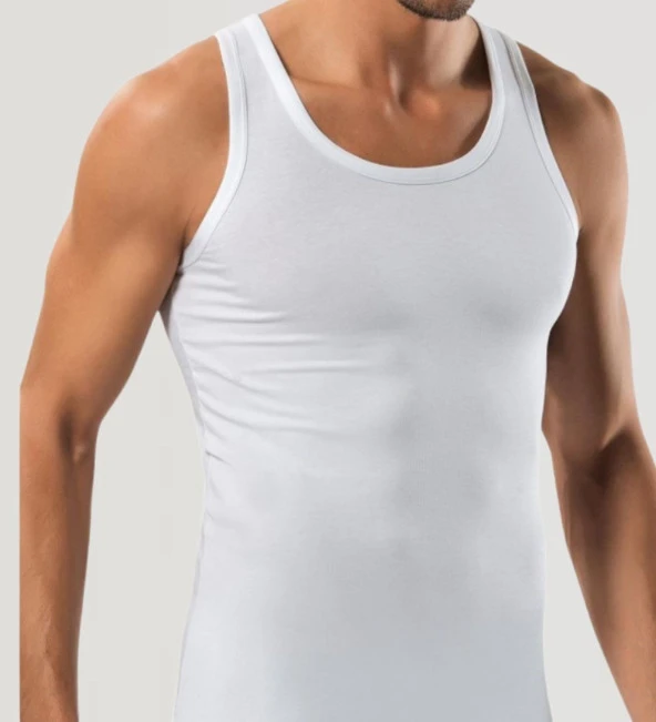 4 Adet Erkek Slim Fit Dar Kalıp Likralı Penye Sporcu Atleti(Rambo Atleti) - 9