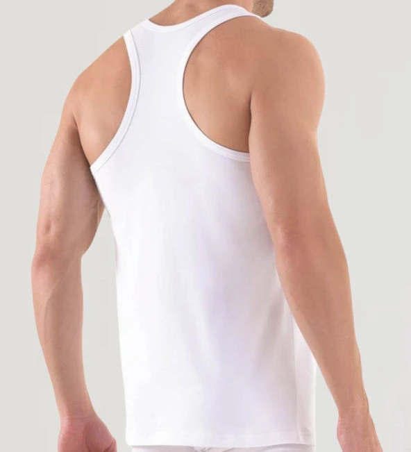 4 Adet Erkek Slim Fit Dar Kalıp Likralı Penye Sporcu Atleti(Rambo Atleti) - 12