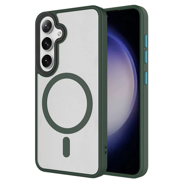 Samsung Galaxy S24 Kılıf Sert PC Arka Yüzey Wireless Şarj Özellikli Flet Magsafe Kapak - Resim 4