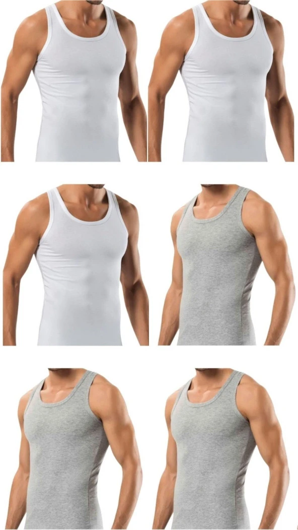 6 Adet Erkek Slim Fit Dar Kalıp Likralı Penye Sporcu Atleti(Rambo Atleti) - 3