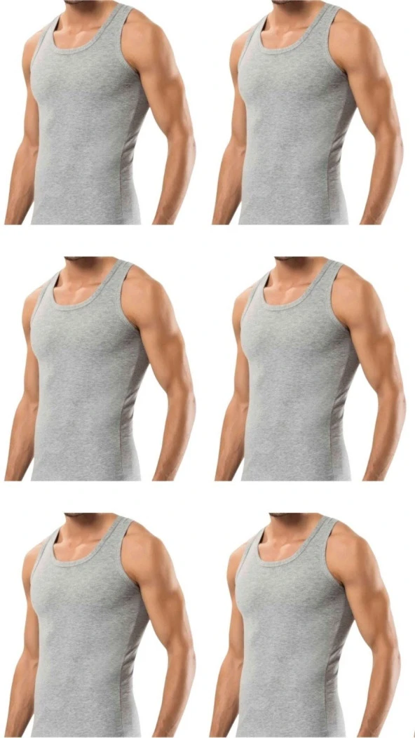 6 Adet Erkek Slim Fit Dar Kalıp Likralı Penye Sporcu Atleti(Rambo Atleti) - 6