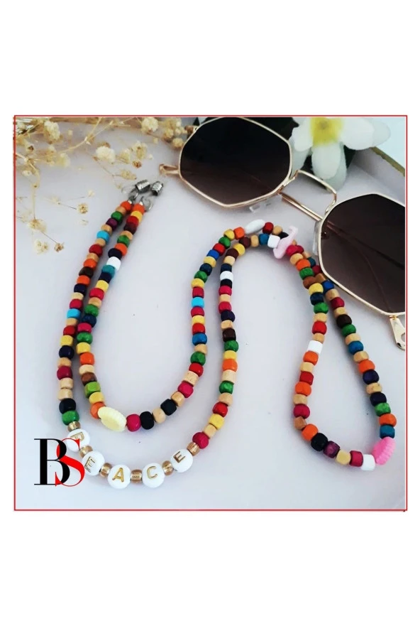 Karışık Renk Bambu Boncuk Kadın Gözlük Zinciri - 2