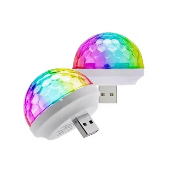 OTO MOTTO Sese Duyarlı Araç Içi Sese Duyarlı LED USB Lamba Disko Işıkları Disco Topu