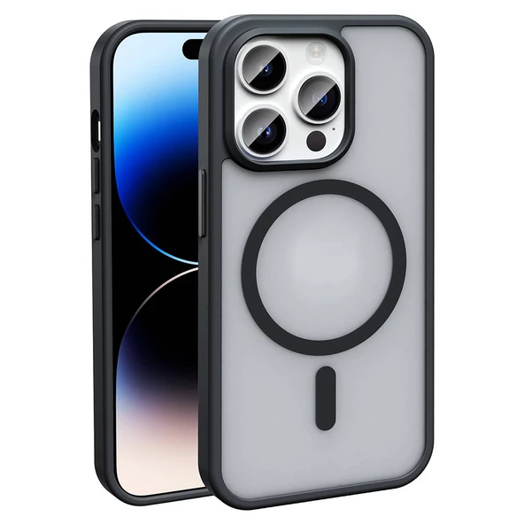 Gpack Apple iPhone 14 Pro Kılıf Magsafeli Mat Arka Yüzey Sio Kapak - Resim 3
