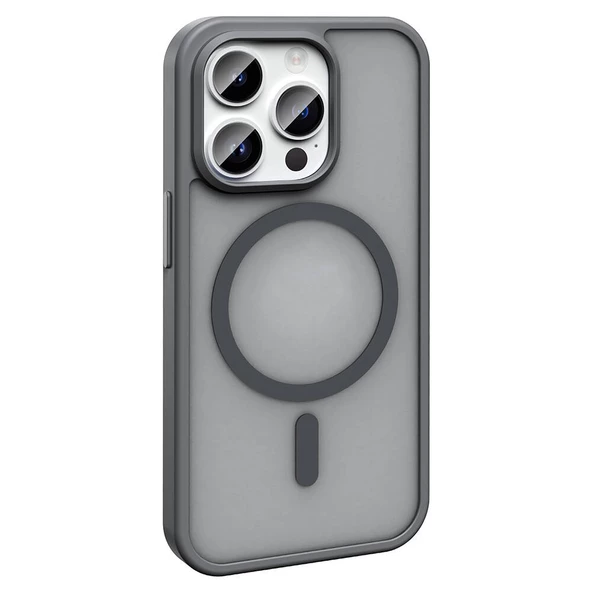 Gpack Apple iPhone 14 Pro Kılıf Magsafeli Mat Arka Yüzey Sio Kapak - Resim 5