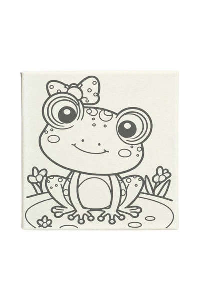 dudu ahşap OKUL - Aile Etkinliği-2'li Tuval Boyama Seti. 20x20 Cm Uv Baskı 6 Akrilik Boya 1 Fırça-model-11 - 3