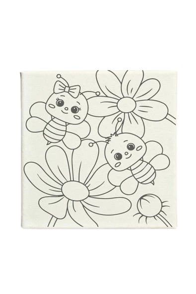 TATİL ETKİNLİĞİ-2'li Tuval Boyama Seti. 20x20 CM UV baskı + 6 Akrilik Boya + 1 Fırça-MODEL-40 - 2