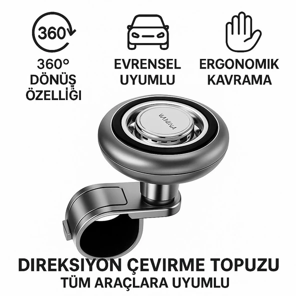 Coofbe Direksiyon Simit Topuzu Direksiyon Çevirme Topuzu Tüm Araçlara Uyumlu Sağlam Tutuş Direksiyon Çevirme Topuzu - 1
