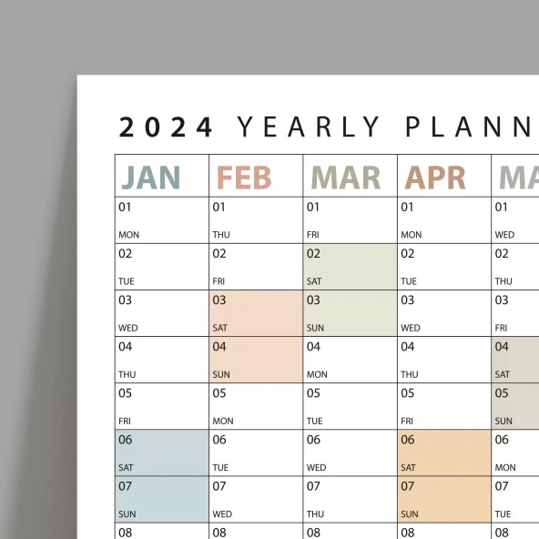 2025 Yıllık Planlayıcı Duvar Takvimi, Boho Renk Planlayıcı Takvim, 2025 Okul Takvimi - 3