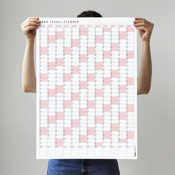 2025 Yıllık Planlayıcı Poster Takvim, Pembe Renk Planlayıcı Takvim, 2025 Okul Takvimi - 2