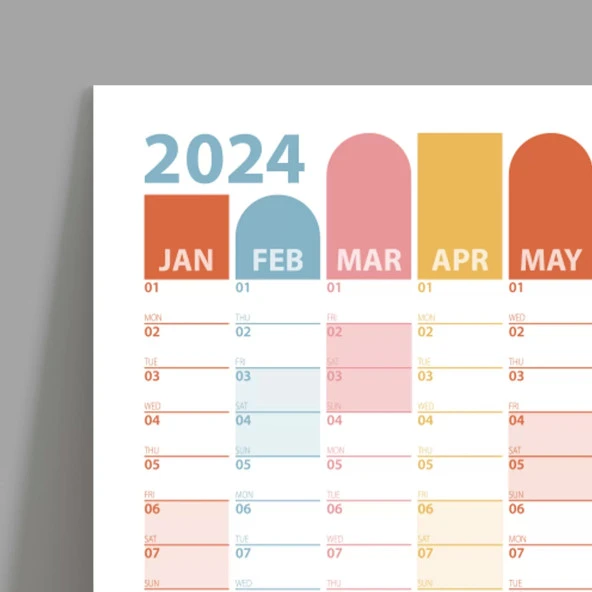 2025 Yıllık Planlayıcı Duvar Takvimi, Renkli 2025 Takvim, Okul Takvimi, Minimalist Tasarım - 4