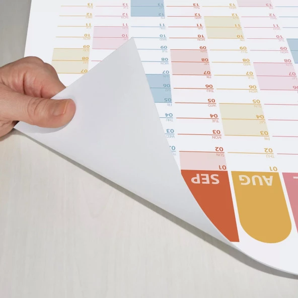 2025 Yıllık Planlayıcı Duvar Takvimi, Renkli 2025 Takvim, Okul Takvimi, Minimalist Tasarım - 5