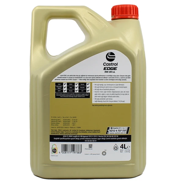 Castrol Edge 5W30 LL Motor Yağı 4 Litre - 2