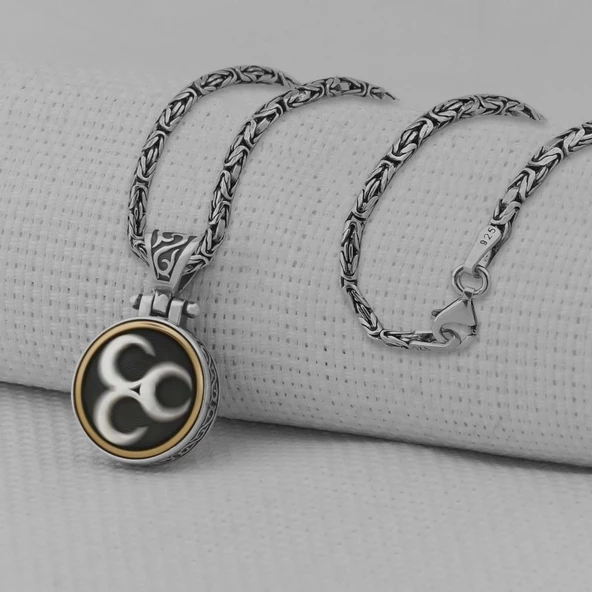 Üç Hilal Ortası Dönen 925 Ayar Gümüş Kolye - Resim 2