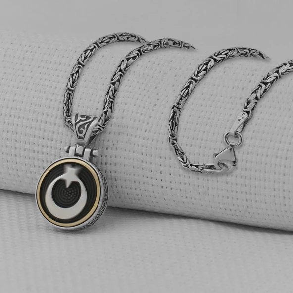 Ay Yıldız Ortası Dönen 925 Ayar Gümüş Kolye - Resim 2