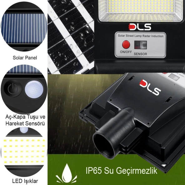 150 LEDLİ Güneş Enerjili Solar Bahçe Çevre Sokak Lambası DLS - 3