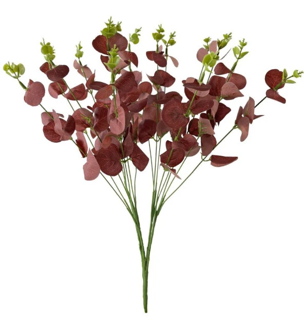 Nettenevime Yapay Çiçek Okaliptus Demet Kırmızı Aradal Garnitür Eucalyptus