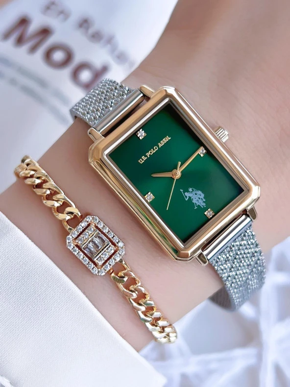 U.S.POLO ASSN Çelik Kordon 5 Atm Suya Dayanıklı Kadın Kol Saati+Bileklik Hediyeli USPA.2083.G05 ürün görseli