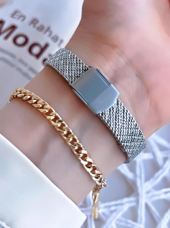 U.S.POLO ASSN Çelik Kordon 5 Atm Suya Dayanıklı Kadın Kol Saati+Bileklik Hediyeli USPA.2083.G05 - Resim 3