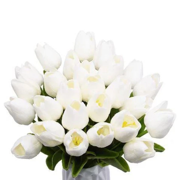 Nettenevime Yapay Çiçek Islak Lale Gerçeksi Doku 10lu BEYAZ - Resim 2
