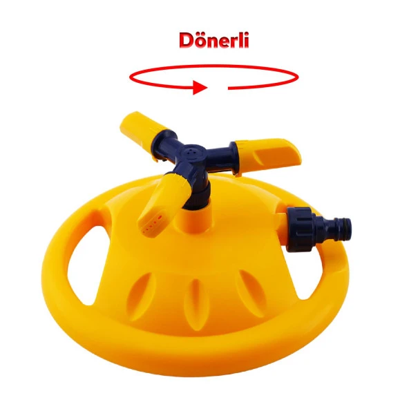 Su Tabancası Fıskiyesi Tablalı Hareketli 3 Kollu Dönerli Bahçe Çim Sulama Aparatı Plastik DY6013 - 3