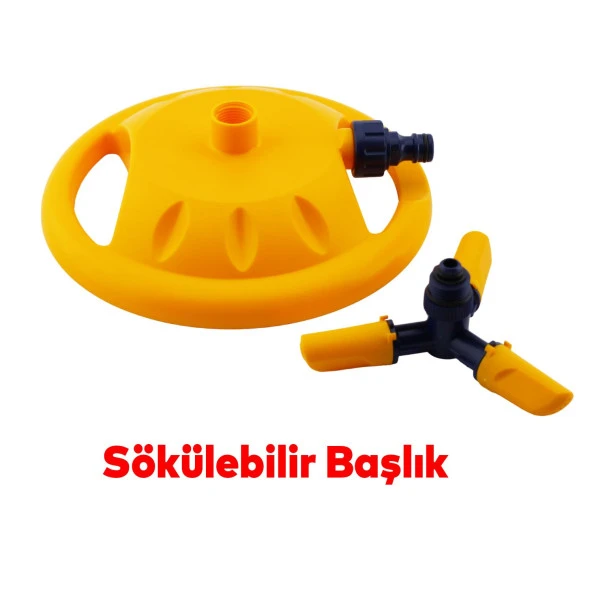 Su Tabancası Fıskiyesi Tablalı Hareketli 3 Kollu Dönerli Bahçe Çim Sulama Aparatı Plastik DY6013 - 5