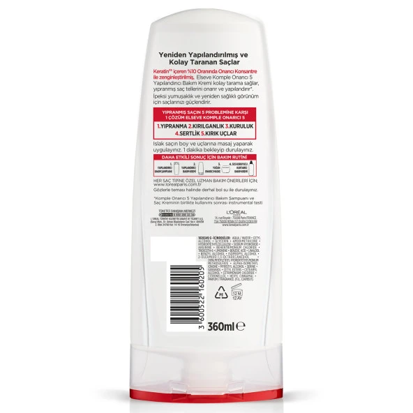 L'Oréal Paris Elseve Komple Onarıcı 5 Yapılandırıcı Bakım Kremi 360 ml - 4