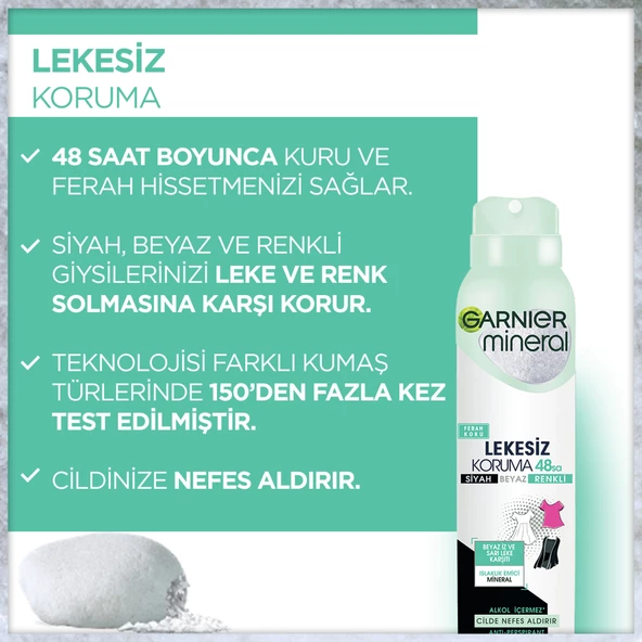 Garnier Mineral Lekesiz Koruma Sprey Deodorant 150 ml - 4