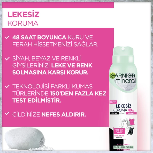 Garnier Mineral Lekesiz Koruma Ferah Koku Sprey Deodorant 150 Ml - 4