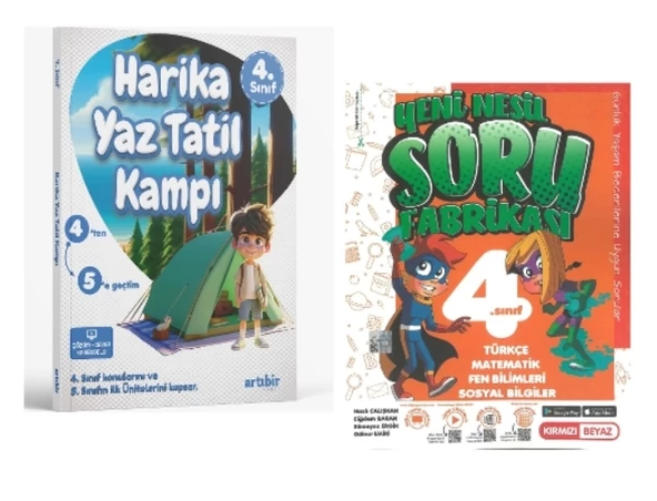 ARTIBİR YAYINLARI 4. Sınıf Harika Yaz Tatil Kampı + Yeni Nesil Soru Fabrikası (2 Kitap)