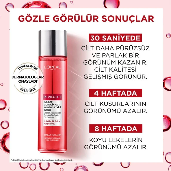 L'Oréal Paris Revitalift Parlak&Pürüzsüz, Koyu Leke Karşıtı Peeling Etkili Tonik, %5 Saf Glikolik Asit 180 ml - 3