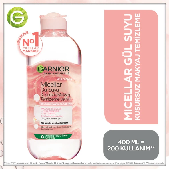 Garnier Micellar Gül Suyu Kusursuz Makyaj Temizleme & Işıltı 400 ml