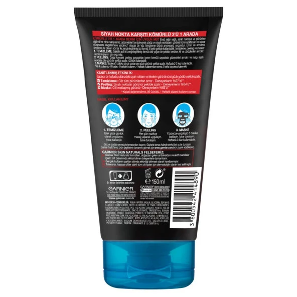 Garnier Saf & Temiz Siyah Nokta Karşıtı Kömürlü 3'ü 1 arada - Resim 3