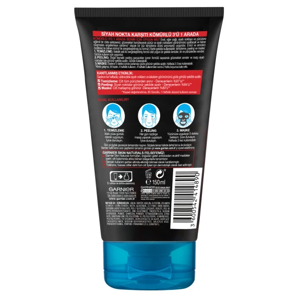 Garnier Saf & Temiz Siyah Nokta Karşıtı Kömürlü 3'ü 1 arada - Resim 4