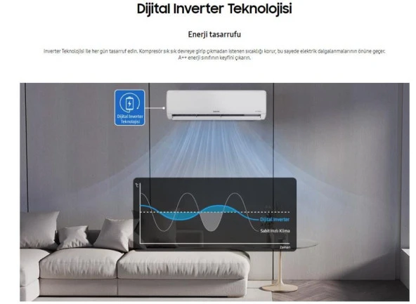Samsung AR35 Silver AR12TXHQASI/SK A++ 12000 BTU Inverter Duvar Tipi Klima - 4