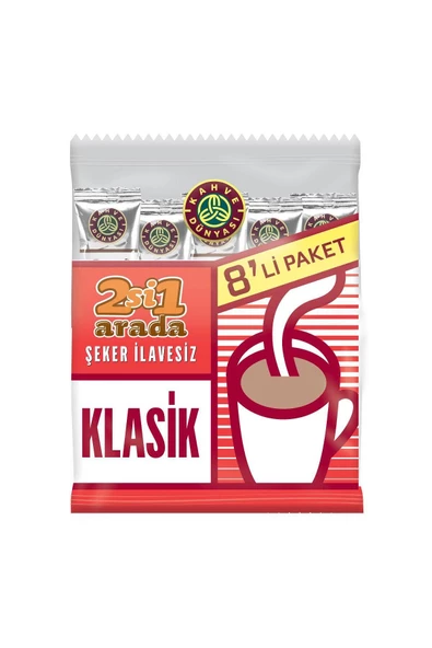 Kahve Dünyası Kahve Dünyası 2 si 1 Arada Klasik Kahve 8 x 12 gr