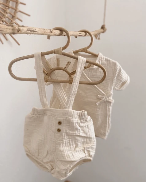 Naturaborn GOTS Organik Sertifikalı  Müslin Askılı Bebek Şort - 6