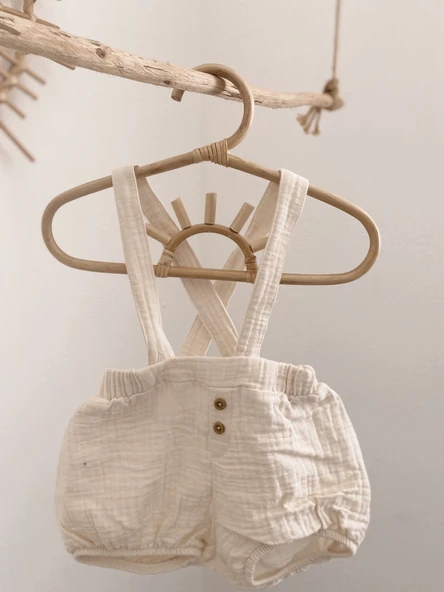 Naturaborn GOTS Organik Sertifikalı  Müslin Askılı Bebek Şort - Resim 8