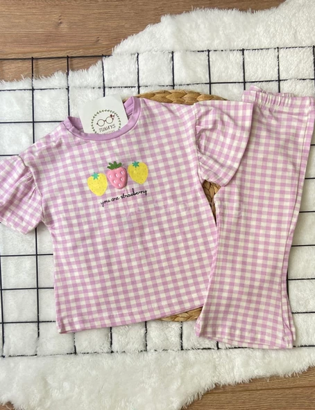 Kız Bebek Ekoseli İkili Takım %100 COTTON (kH1tqd1FcAJ6N) - 7