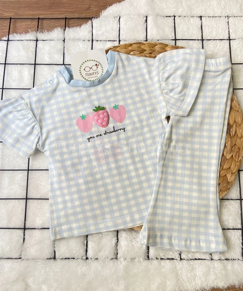 Kız Bebek Ekoseli İkili Takım %100 COTTON (kH1tqd1FcAJ6N) - 4